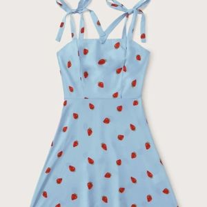 Tie Strap Blue Strawberry Dress - XL